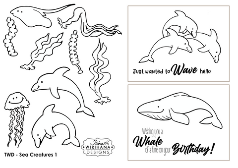 Digital Download - Colouring Sheet - Sea Creatures 1