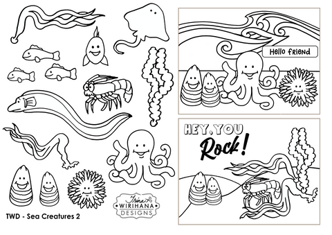 Digital Download - Colouring Sheet - Sea Creatures 2