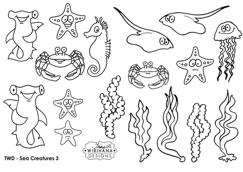 Digital Download - Colouring Sheet - Sea Creatures 3