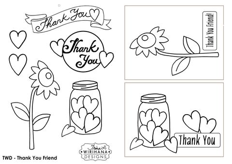 Digital Download - Colouring Sheet - Thank You Friend