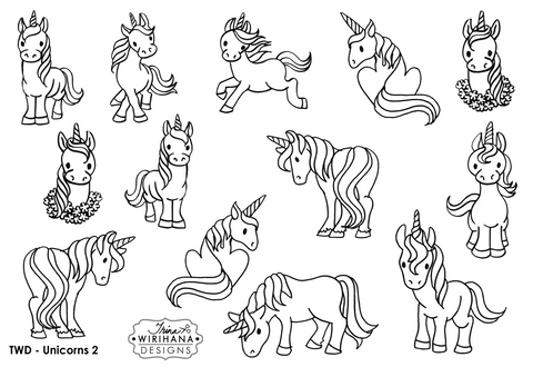 Digital Download - Colouring Sheet - Unicorns 2