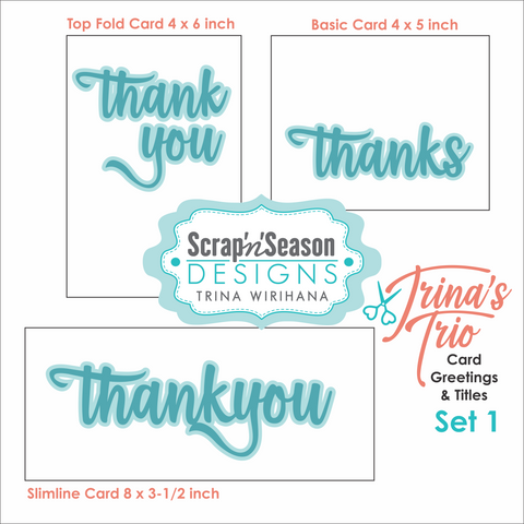 Digital Download - Trina's Trio Card Greetings - Set 1 Thanks