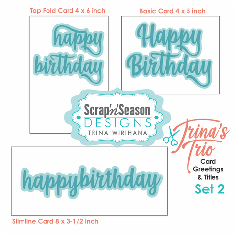 Digital Download - Trina's Trio Card Greetings - Set 2 Happy Birthday