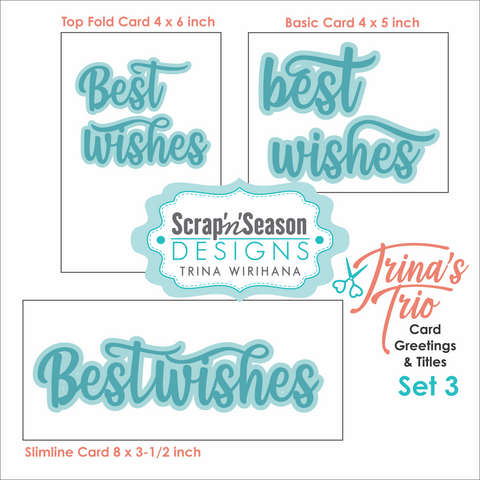 Digital Download - Trina's Trio Card Greetings - Set 3 Best Wishes