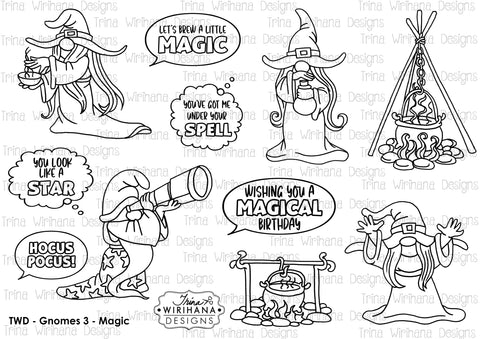 Digital Download - Colouring Sheet - Gnomes 3 Magic