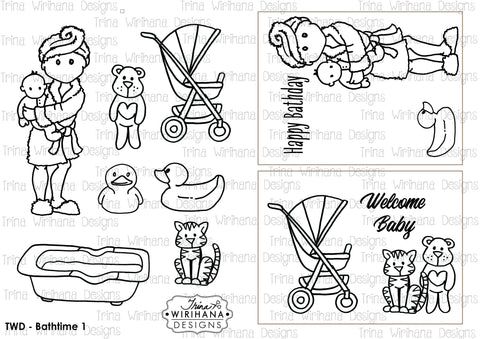 Digital Download - Colouring Sheet - Bathtime