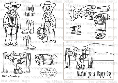 Digital Download - Colouring Sheet - Cowboy