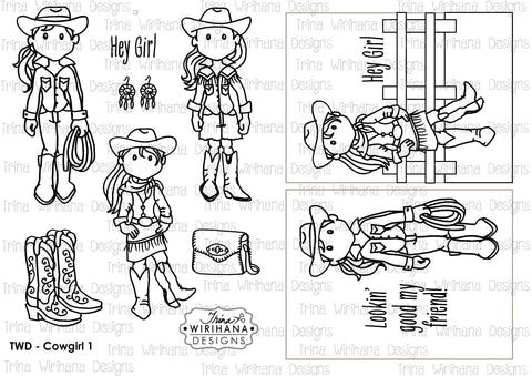 Digital Download - Colouring Sheet - Cowgirl