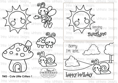 Digital Download - Colouring Sheet - Cute Little Critters