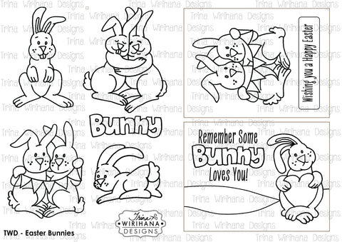 Digital Download - Colouring Sheet - Easter Bunnies