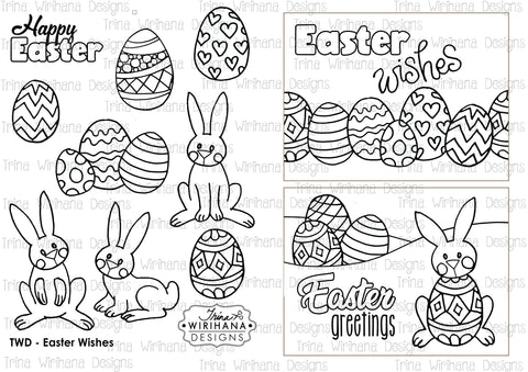 Digital Download - Colouring Sheet - Easter Wishes