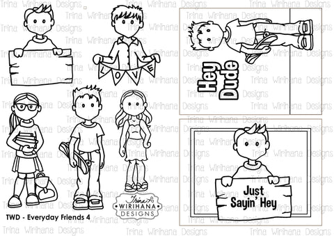 Digital Download - Colouring Sheet - Everyday Friends 4