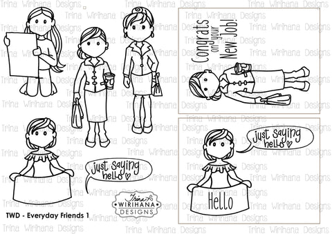 Digital Download - Colouring Sheet - Everyday Friends 1