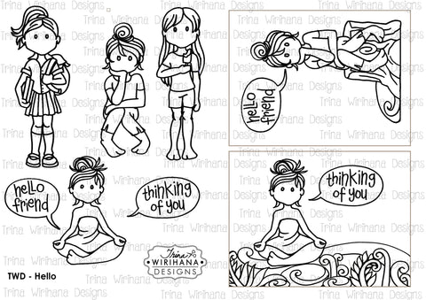 Digital Download - Colouring Sheet - Hello