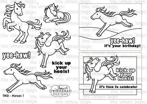 Digital Download - Colouring Sheet - Horses 1
