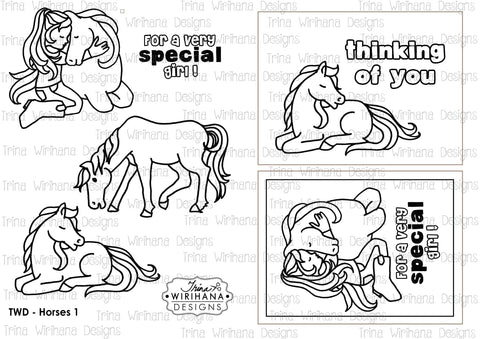 Digital Download - Colouring Sheet - Horses 2