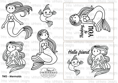 Digital Download - Colouring Sheet - Mermaids