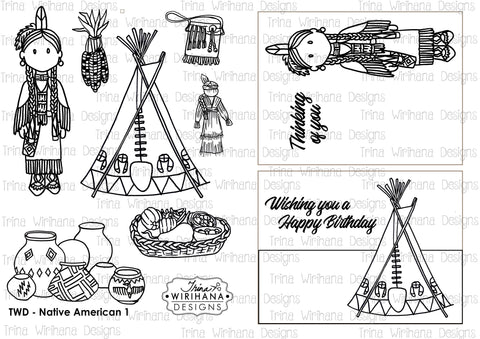 Digital Download - Colouring Sheet - Native American 1
