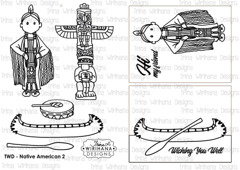 Digital Download - Colouring Sheet - Native American 2