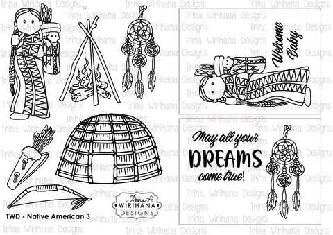 Digital Download - Colouring Sheet - Native American 3