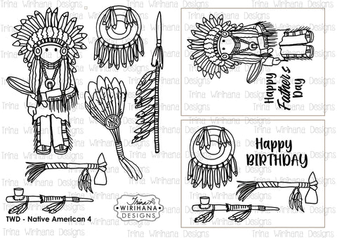 Digital Download - Colouring Sheet - Native American 4