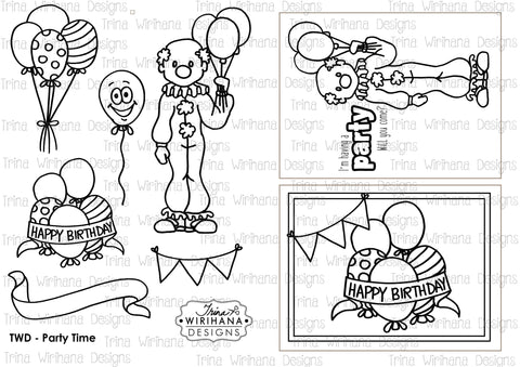 Digital Download - Colouring Sheet - Party Time