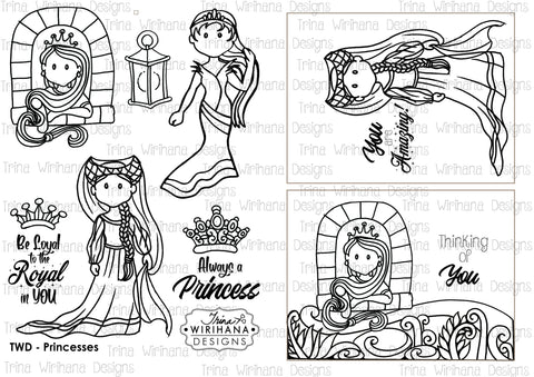 Digital Download - Colouring Sheet - Princess