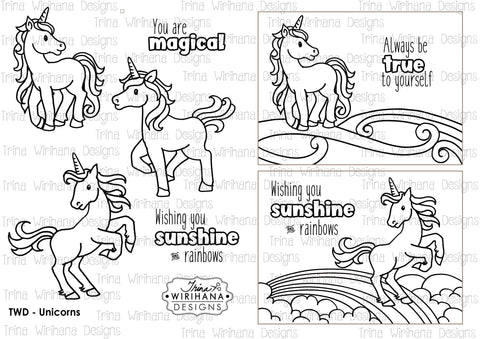 Digital Download - Colouring Sheet - Unicorns