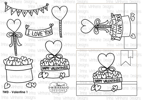 Digital Download - Colouring Sheet - Valentine 1