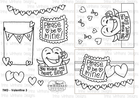 Digital Download - Colouring Sheet - Valentine 3