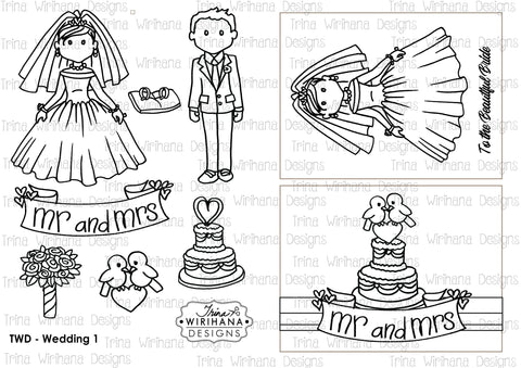 Digital Download - Colouring Sheet - Wedding