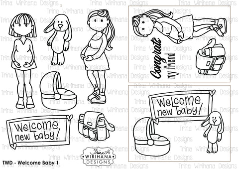 Digital Download - Colouring Sheet - Welcome Baby